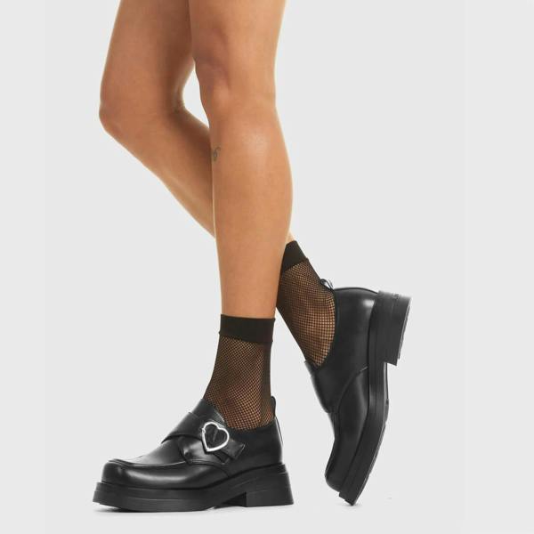 Lamoda Make Me Black PU Platform Shoes Comfortable Stylish Everyday Wear