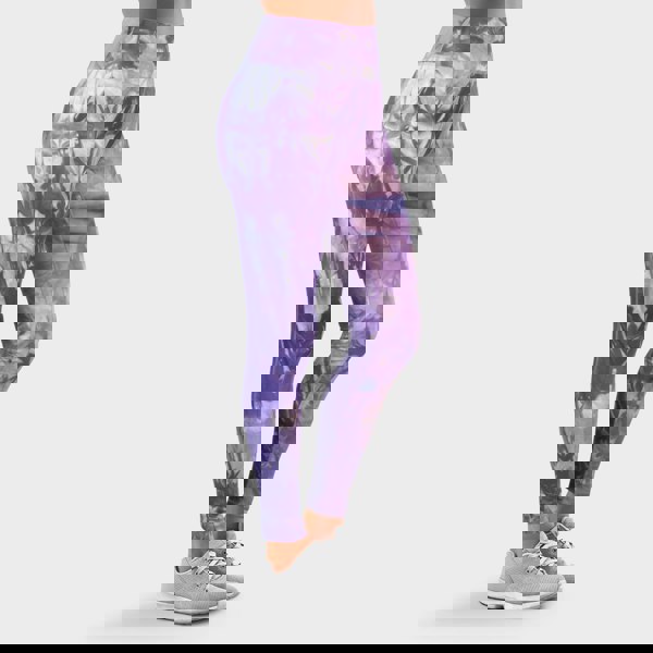 OOOOO Women's Leggings High Waist Tye Dye Stretchable Activewear, Purple