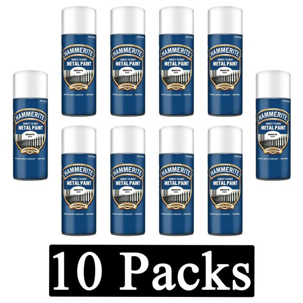 Hammerite 10X Hammerite Smooth White Spray Paint 400ml
