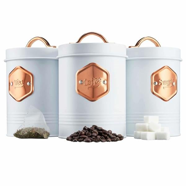 Cooks Professional 3 Piece Kitchen Storage Set | White / Copper