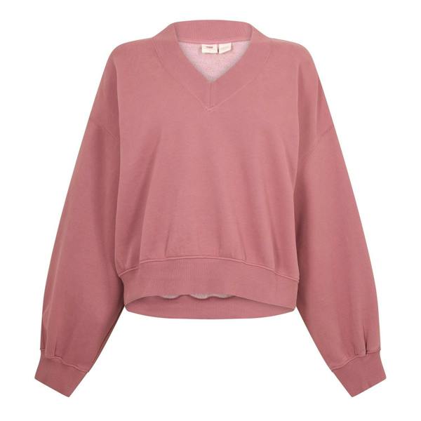 Levis Womens/Ladies Fleece V Neck Sweatshirt - Muted Berry - 