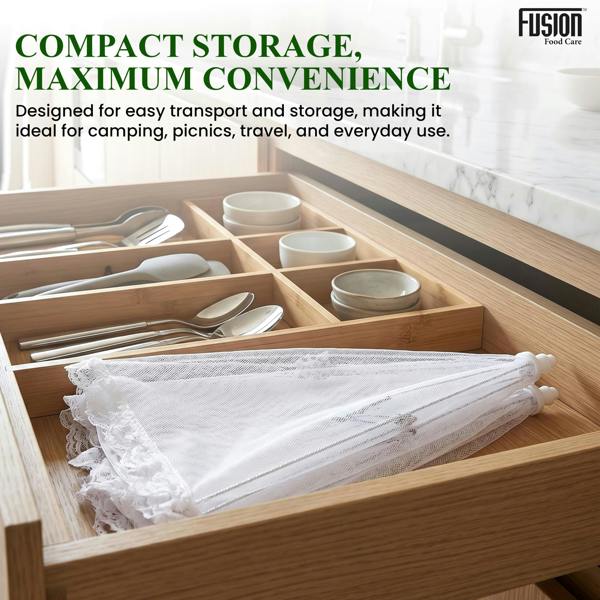 Fusion Food Care Food Covers Mesh Pop Up 4 Pack - 17" Food Umbrella Netting Covers - Foldable & Reusable Plates, Dish & Bowls Mesh Cover