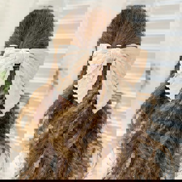 Cream Hair Bow Velvet Bow Hair Clip Hair Down