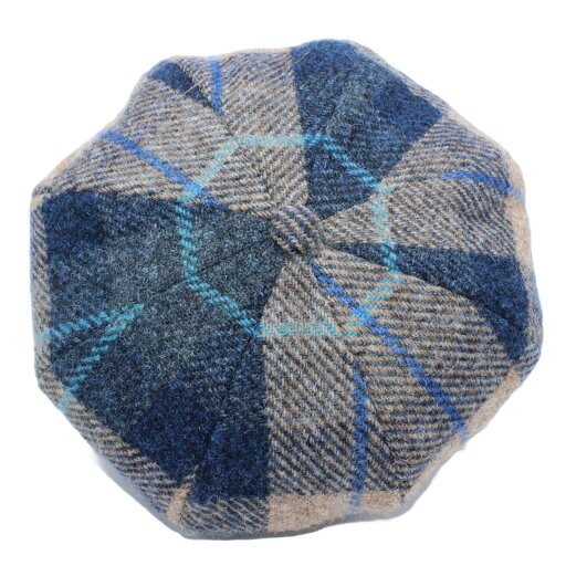 Heather Hats & Accessories Harris Tweed Luxury 8-Panel Traditional Tweed Flat Cap, Satin Lining, Outdoor Wear, Shoreline Blue