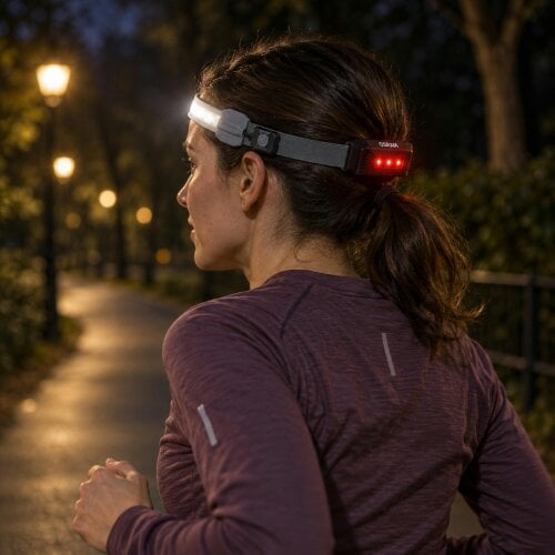 OSRAM Rechargeable Running Head Torch LED Headlamp White Front Red Rear 115lm