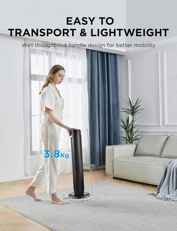 Living and Home Quiet Tower Fan 45W Portable Stand Fan with Remote Control