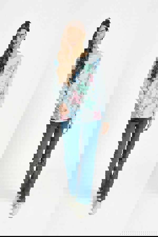 Mudflower Large Floral Print Lightweight Knit Jumper