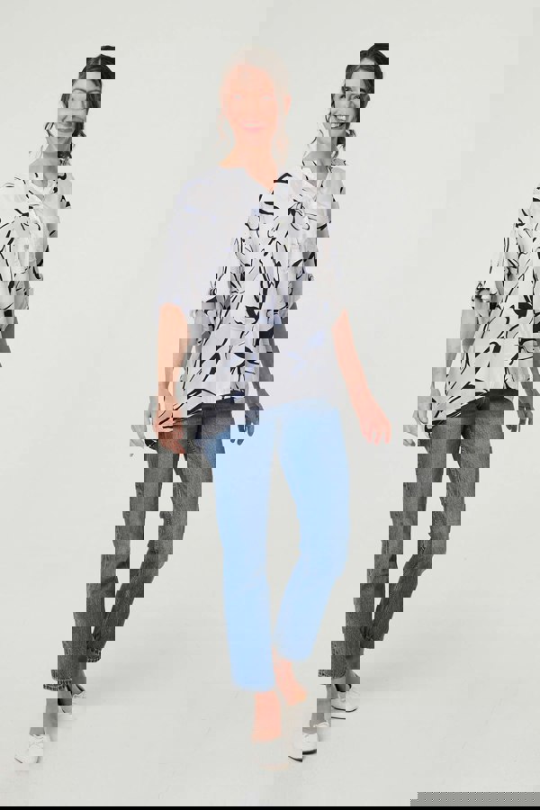 White | Floral Sequin Detail Relaxed Blouse
