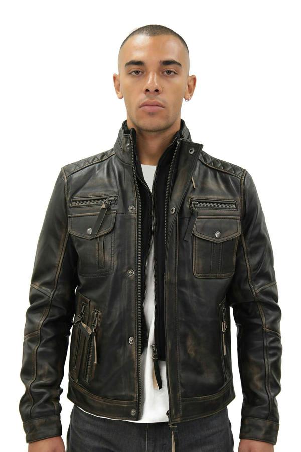 Infinity Leather Men's Leather Retro Biker Jacket-Toronto