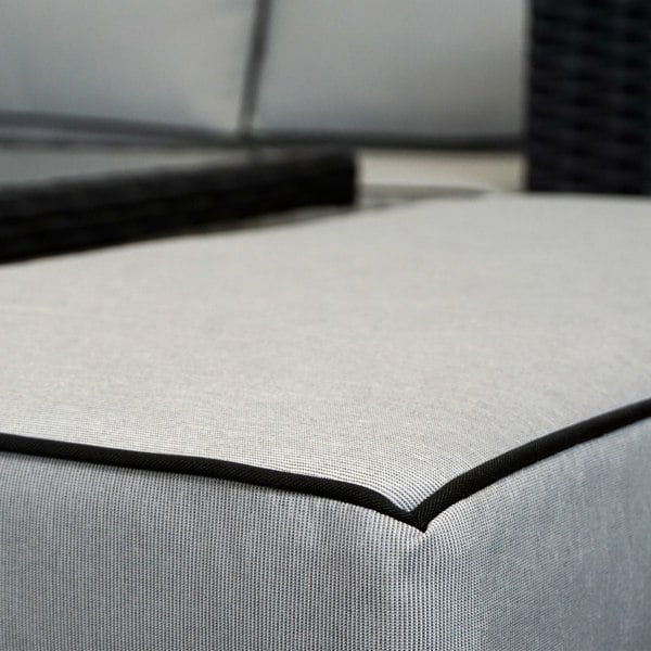 Furnishings For Less L Shaped 9 Seater Black Rattan Patio Set With Fire Pit Table