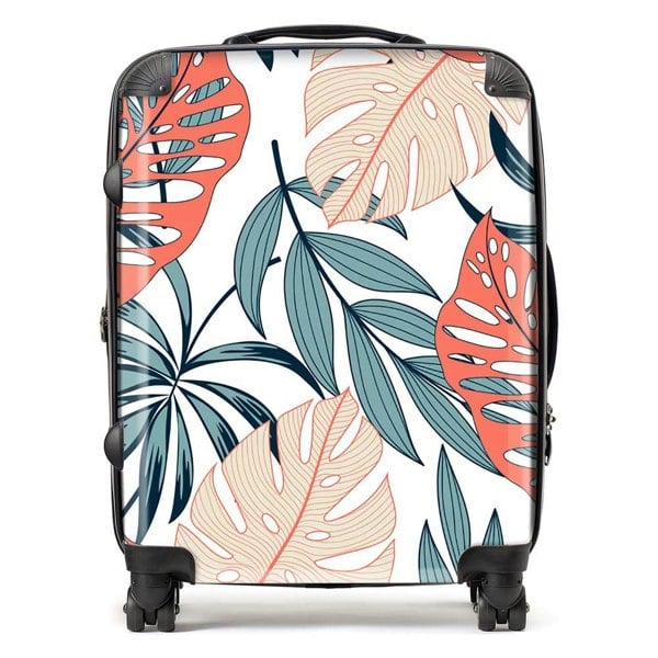 Warren Reed Tropical Leaf Pattern Suitcase