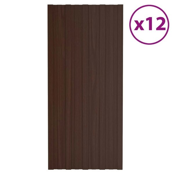 Berkfield Roof Panels 12 pcs Galvanised Steel Brown 100x45 cm