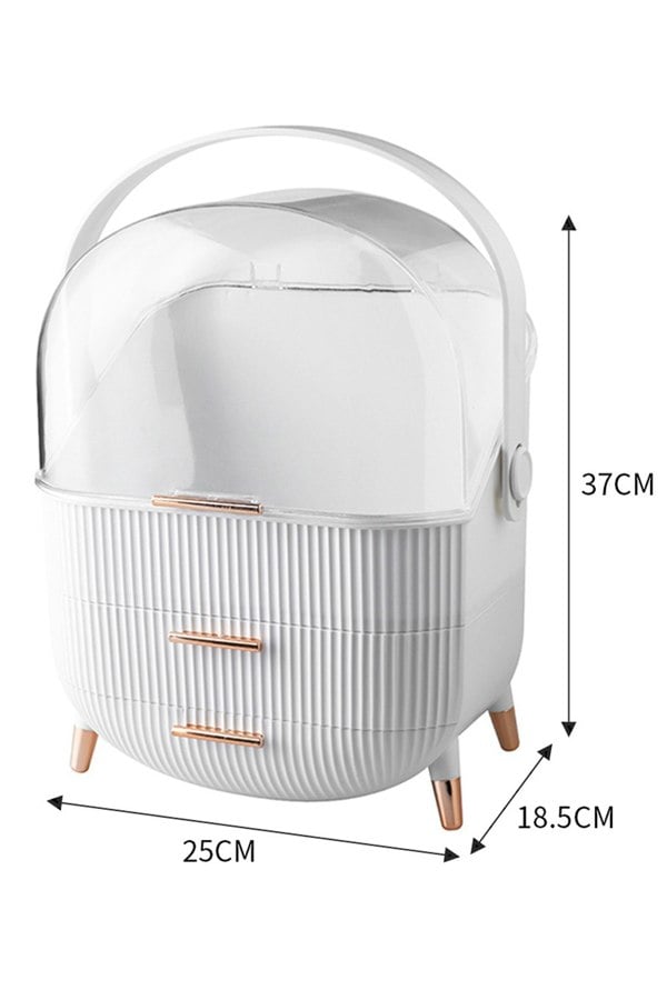 Living and Home Cosmetic Organiser Skincare Display Box With 2 Layers Of Storage & Transparent Lid Elegant Makeup Storage Box with Drawers & Handle
