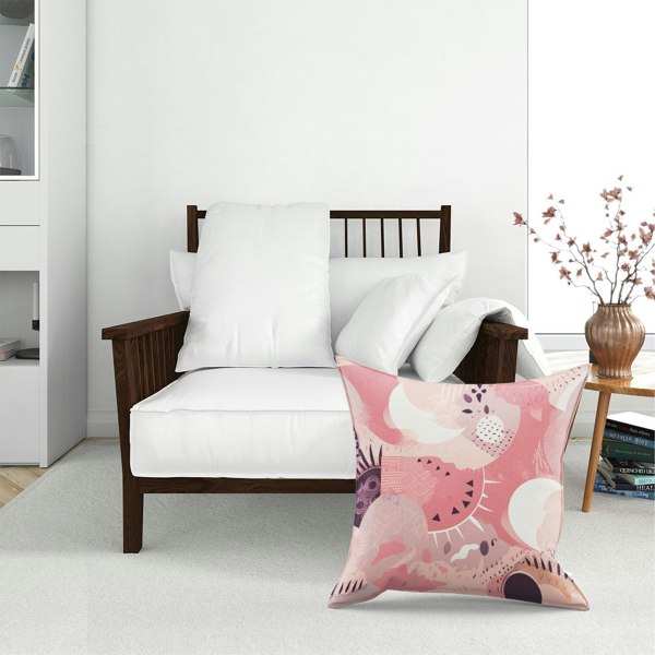 Warren Reed Abstract Pink White Floor Cushion