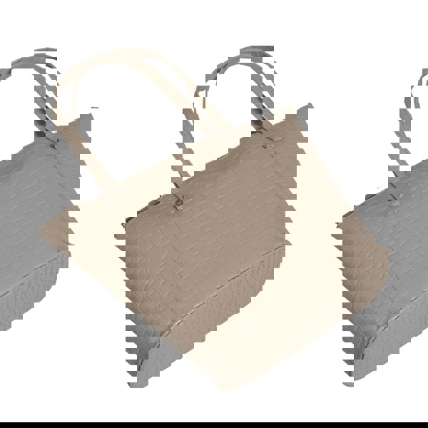 Assots London 'MELANIE' Nude Croc Real Leather Unlined Bucket Bag