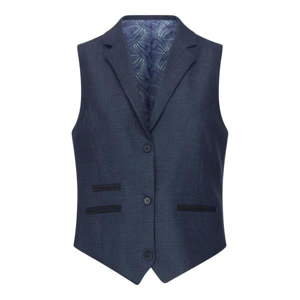 TruClothing Women's Navy Three-Piece Tailored Fit Suit in Prince of Wales Check