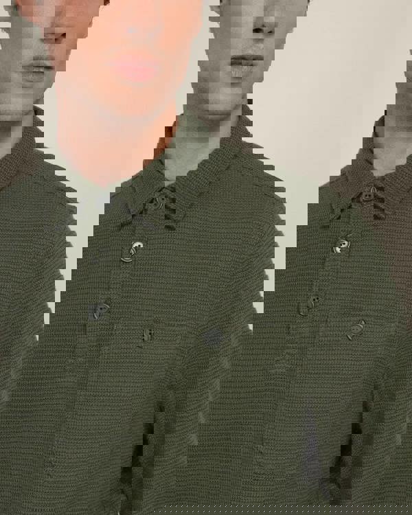 Larsson & Co Aarhus - Textured Long Sleeve Polo Shirt