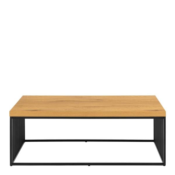Wyld Haus Porto Wild Oak Effect Coffee Table Black Steel Wire Base