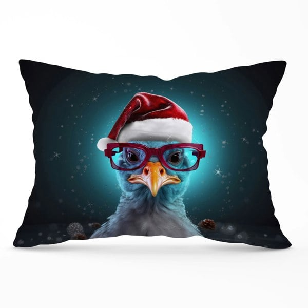 Warren Reed Turkey Wearing A Santa Hat Cushions