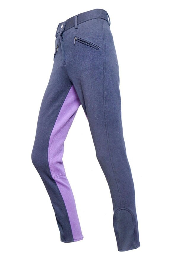 eQuitack Women's Stretchy Self Seat Horse Riding Jodhpurs Black/Purple