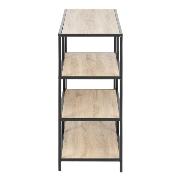 Furniture To Go Seaford Wide Black Metal Bookcase with 4 Sonoma Oak Shelves