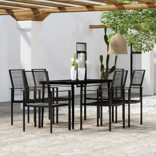 Berkfield 7 Piece Garden Dining Set Black
