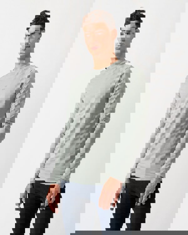 BOSS Orange Tchark Mens Long Sleeve Stretch Cotton T-Shirt - Open Green 351