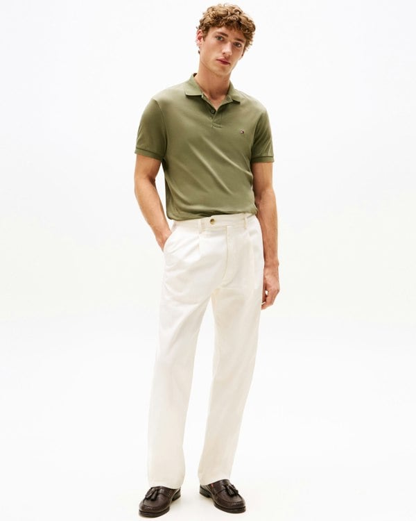 Tommy Hilfiger Liquid Cotton Regular Fit Mens Polo - Battle Green