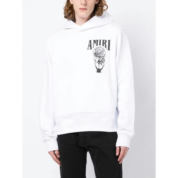 Amiri Crystal Ball Logo Hoodie   in  White