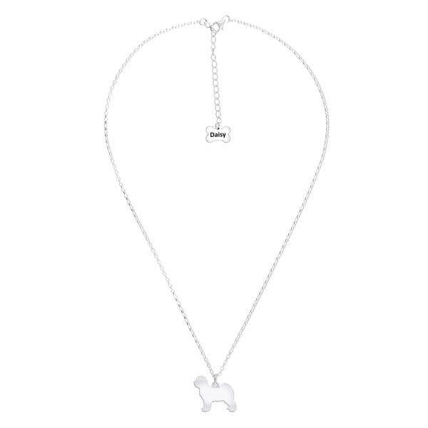Tibetan Terrier Silhouette Silver Necklace - Personalised - MYLEE London