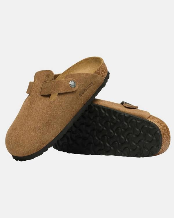 Birkenstock Boston Suede Leather Womens Clogs - Dark Tea. Pair