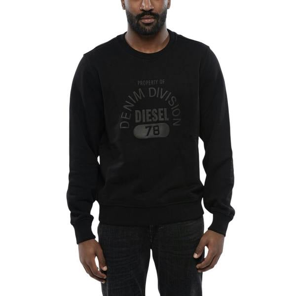 Diesel Unisex Adult Division Logo Denim Sweatshirt - Black - 