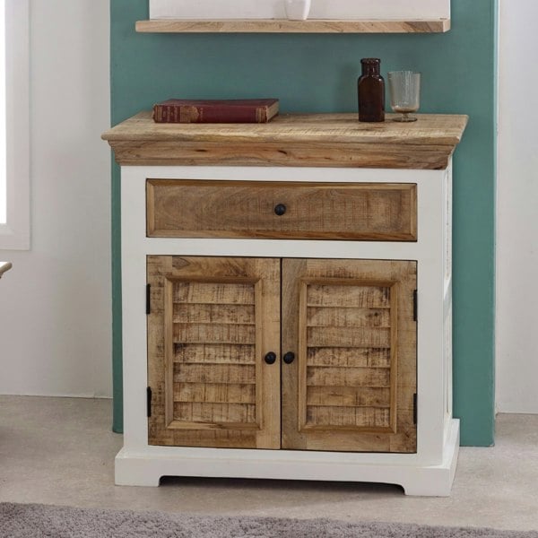 IH Design Milano Solid Mango Wood Small Sideboard White