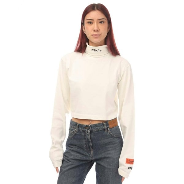 Heron Preston Womens/Ladies CTNMB Cropped Roll Neck T-Shirt - White/Black