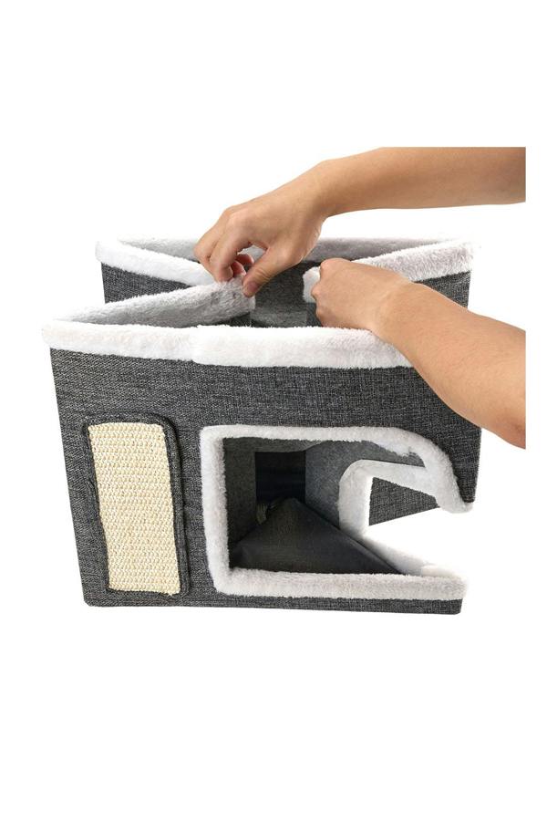 Living and Home 2-in-1 Cat House with Scratch Pad and Fluffy Ball