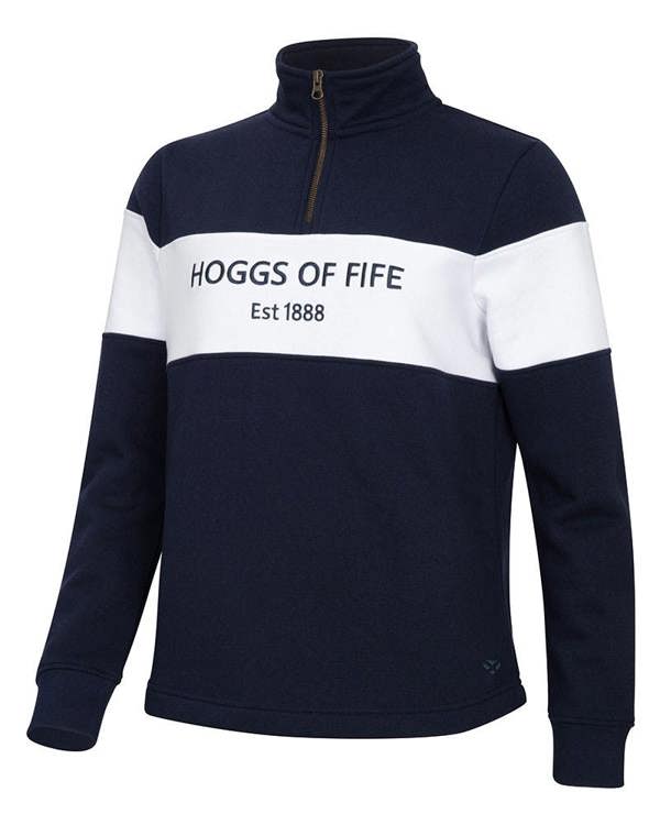 Hoggs of Fife Dumfries Ladies 1/4 Zip Jumper - Navy/White