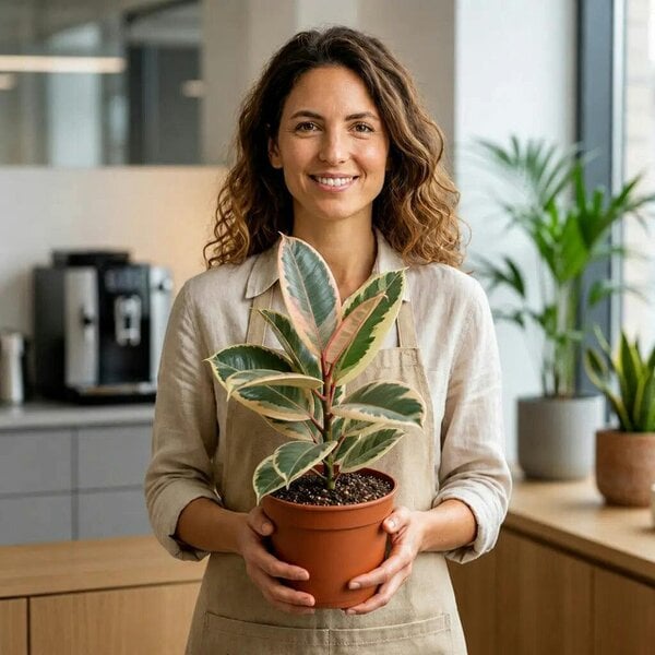 Ficus Tineke Rubber Plant – Elegant Variegated Green and Cream Indoor Houseplant
