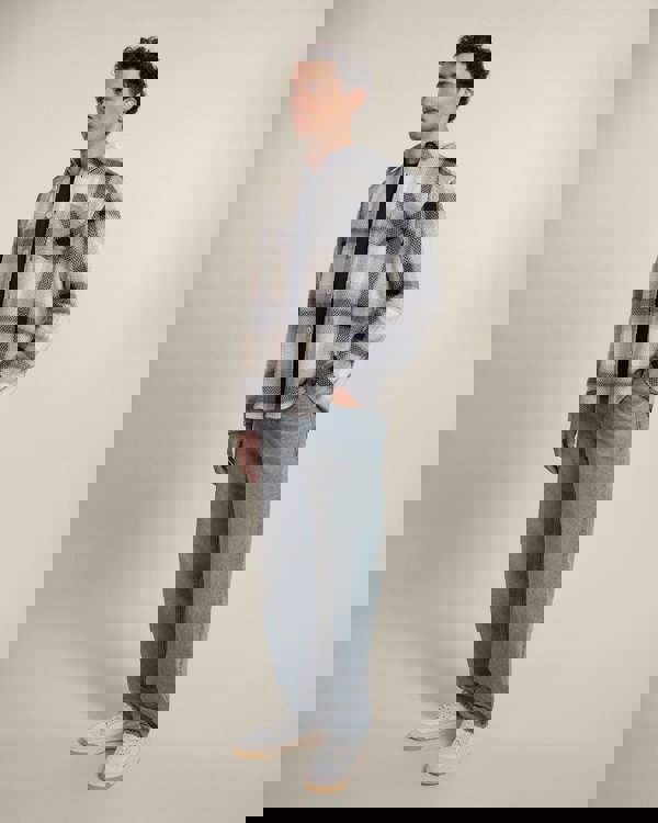 Larsson & Co Cream With Navy Check Textured Overshirt