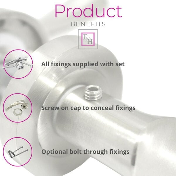 EDH Door Hardware Satin Nickel Twist Door Handles + Latches Set Internal Lever on Rose 1 Pair