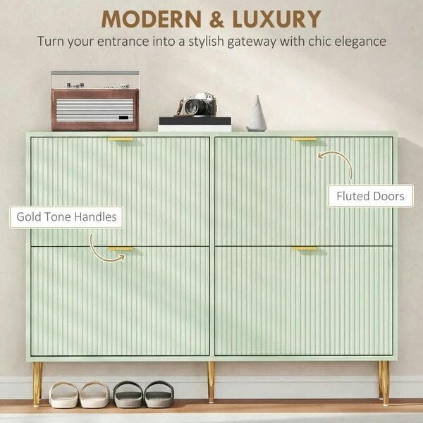 Bobobiy Elegant Four-Drawer Shoe Cabinet - Light Green