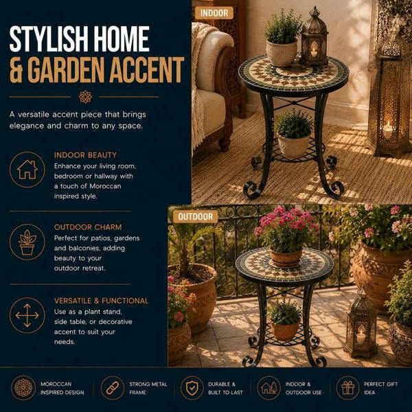 35cm Marrakech Mosaic Plant Stand/Side Table image 9