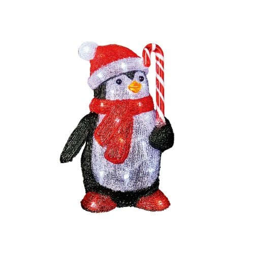 Samuel Alexander 30cm LED Soft Acrylic Penguin with Candy Cane Christmas Decoration