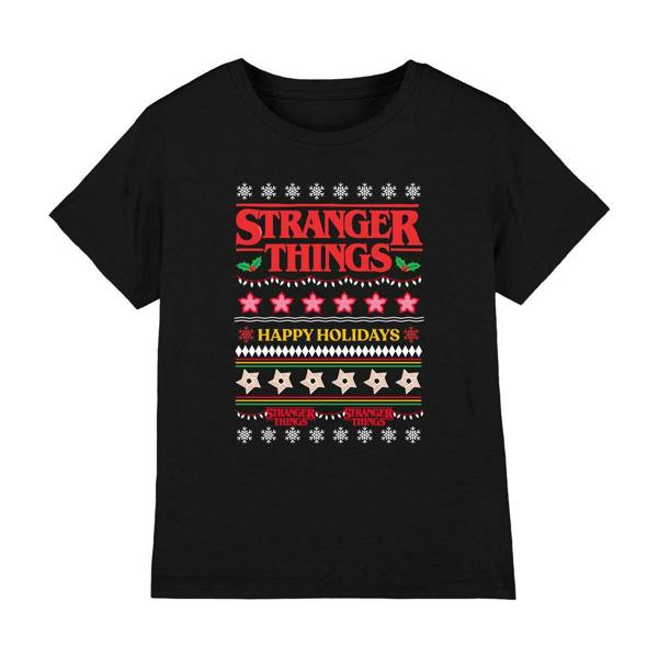 Stranger Things Childrens/Kids Ugly Demogorgon Christmas Jumper T-Shirt - Black