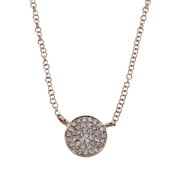 Reeves & Reeves 14ct Solid White Gold Diamond Disc Necklace