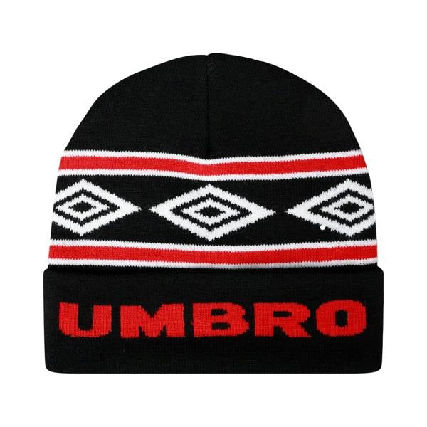 Umbro Diamond Knitted Beanie - Black/Chilli Pepper/Brilliant White