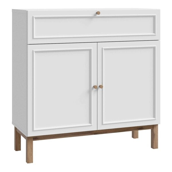 Wyld Haus Sofia Light Grey and Oak Wood 2 Door 1 Drawer Cabinet