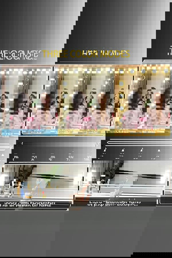 Living and Home Large Hollywood Vanity Mirror with 15 Lights,3 Lighting Modes & Touch Screen Control