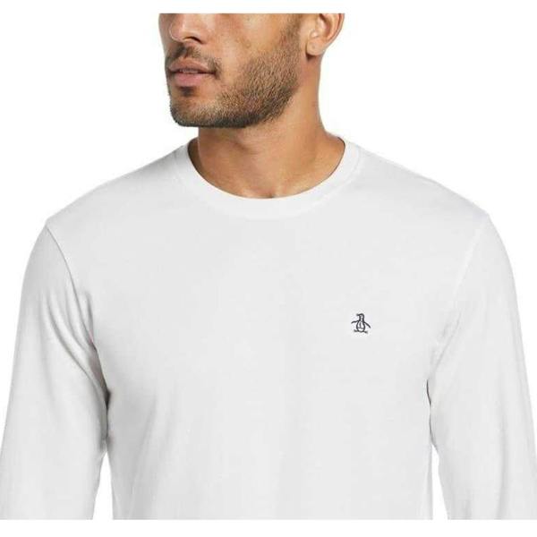 Original Penguin Mens Cotton Long-Sleeved T-Shirt - Bright White - 