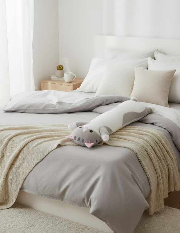 Anypillow Side Sleeping Body Pillow Gray Lovely Husky Bed Sofa Long Pillow for Children and Adult 50CM