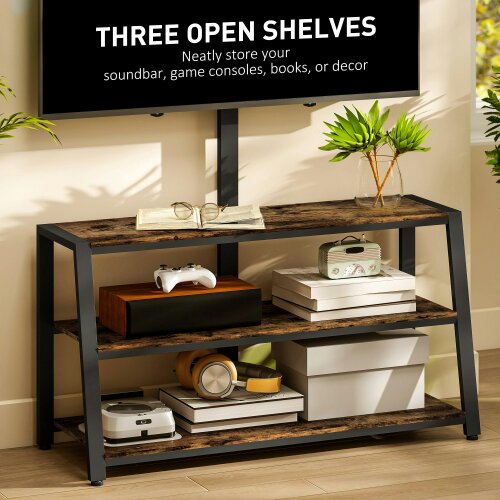 Wyld Haus Avaden Dark Brown Industrial TV Stand With 35 Degree Swivel Mount